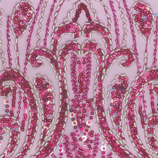 Fuchsia Royale Beaded Mesh Fabric