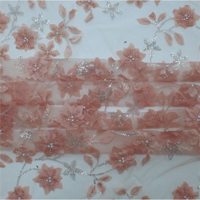 Elegant Floral Embroidered Fabric with Sparkling Accents - Image 18