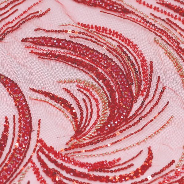 Elegant Feather Embroidery Mesh Fabric