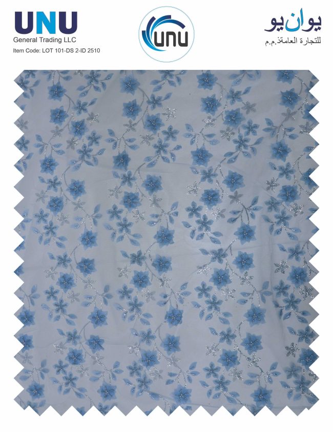 Elegant Floral Embroidered Fabric with Sparkling Accents - Image 2