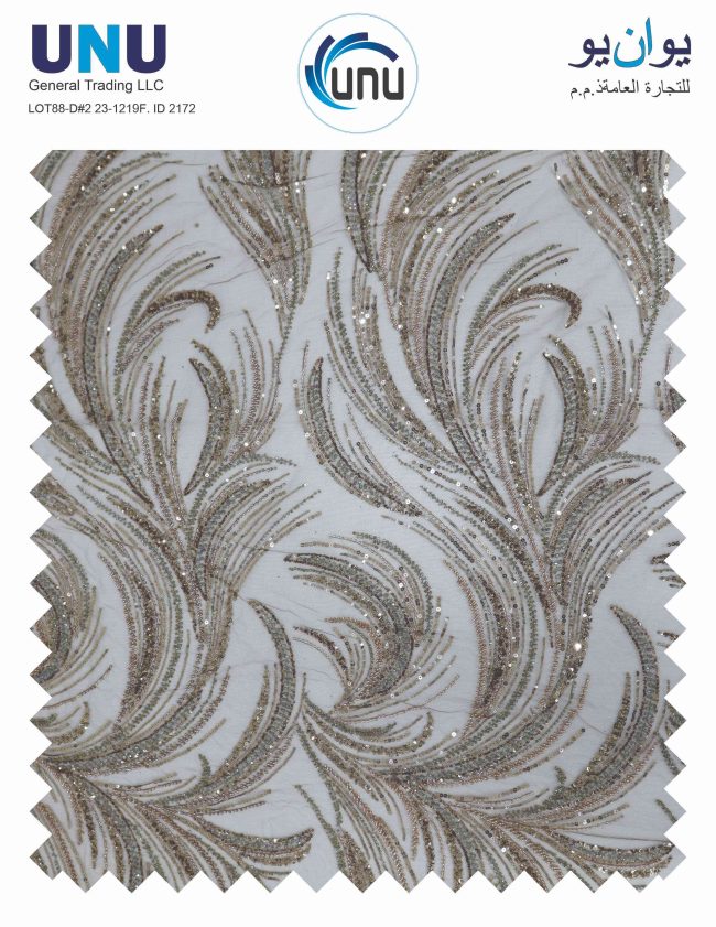 Elegant Feather Embroidery Mesh Fabric - Image 2