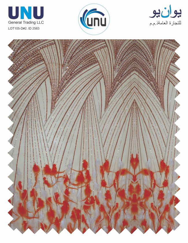 Elegant Feather Embellished Sequin Fabric for Couture - Image 4