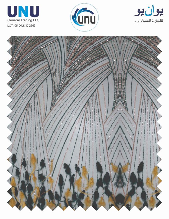 Elegant Feather Embellished Sequin Fabric for Couture - Image 3