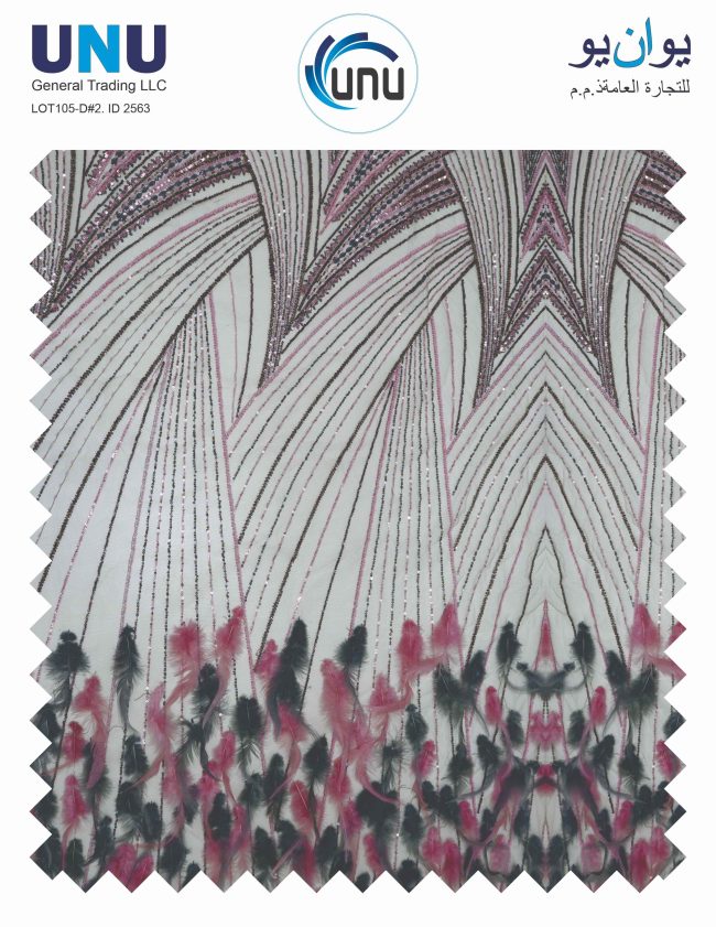 Elegant Feather Embellished Sequin Fabric for Couture - Image 2