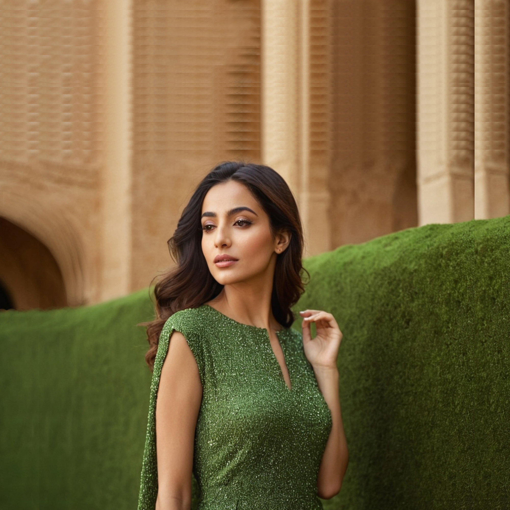 Radiant Moss Crepe Fabric: Perfect for Glamorous Attire